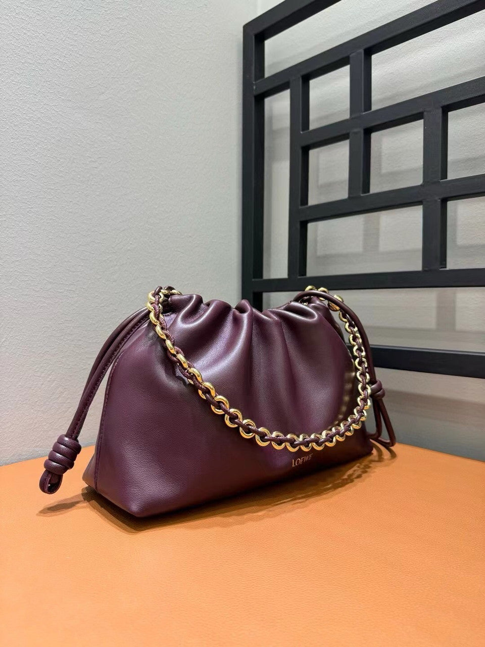 Loewe Flamenco Purse bag in mellow nappa lambskin Dark Burgundy