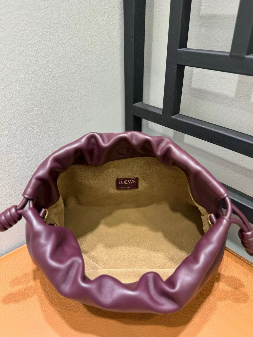 Loewe Flamenco Purse bag in mellow nappa lambskin Dark Burgundy