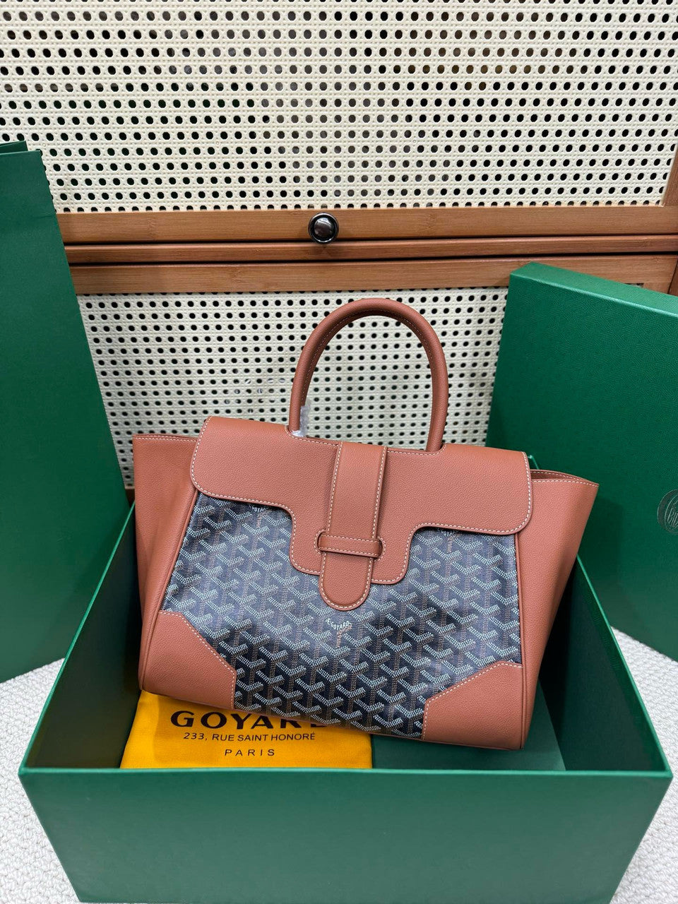 Goyard Saigon Tote Black and Tan Goyardine Canvas Palladium Hardware Goyard