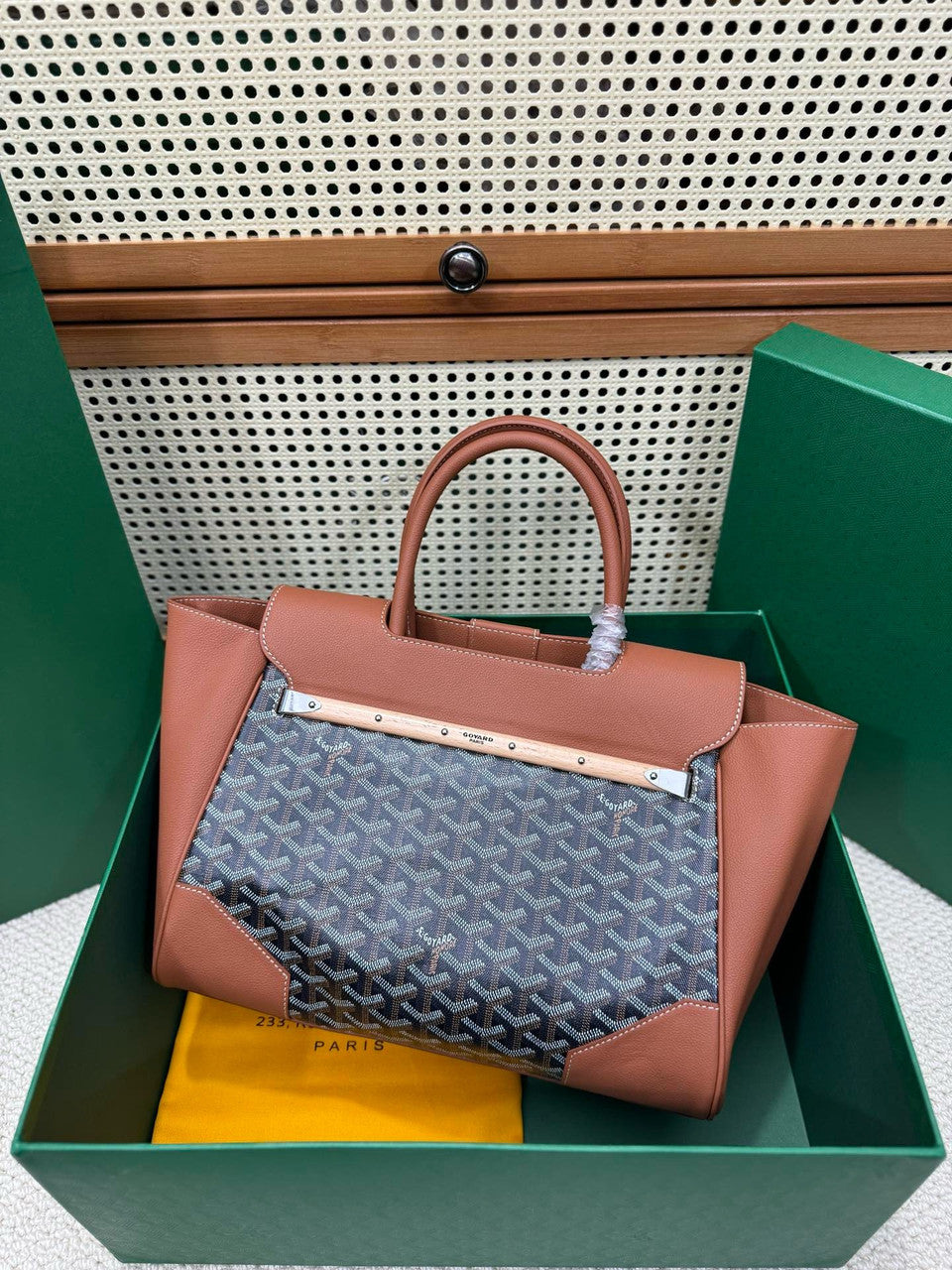 Goyard Saigon Tote Black and Tan Goyardine Canvas Palladium Hardware Goyard