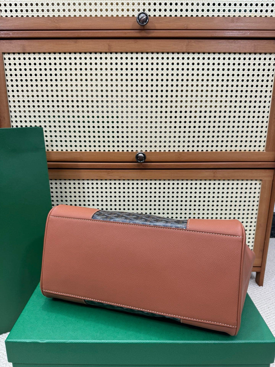 Goyard Saigon Tote Black and Tan Goyardine Canvas Palladium Hardware Goyard
