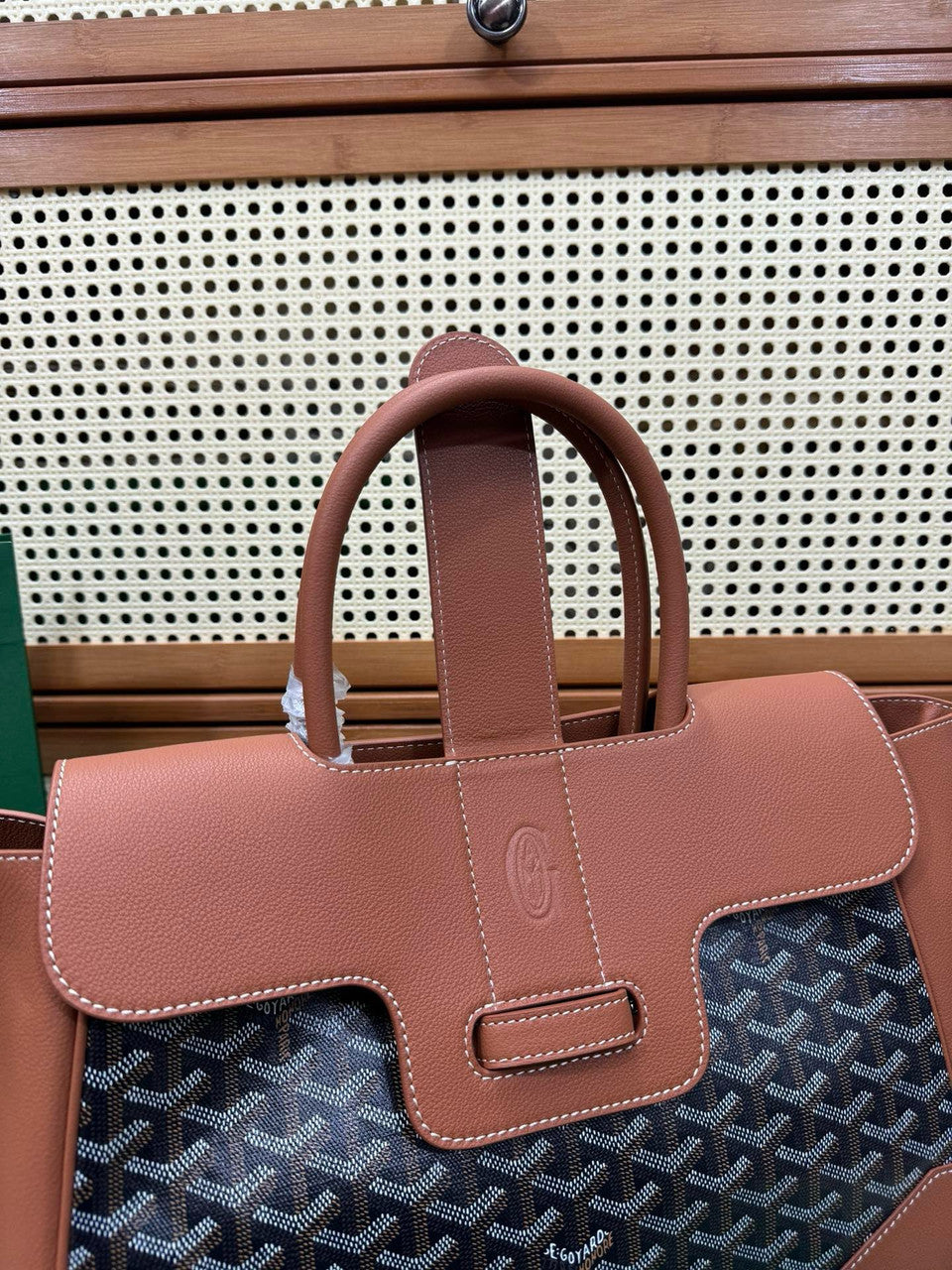 Goyard Saigon Tote Black and Tan Goyardine Canvas Palladium Hardware Goyard