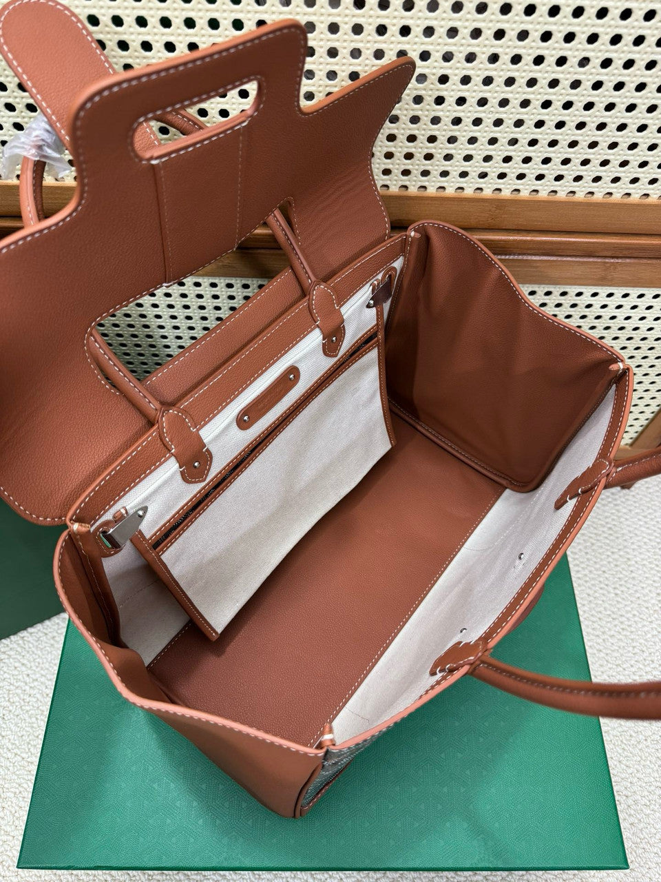 Goyard Saigon Tote Black and Tan Goyardine Canvas Palladium Hardware Goyard