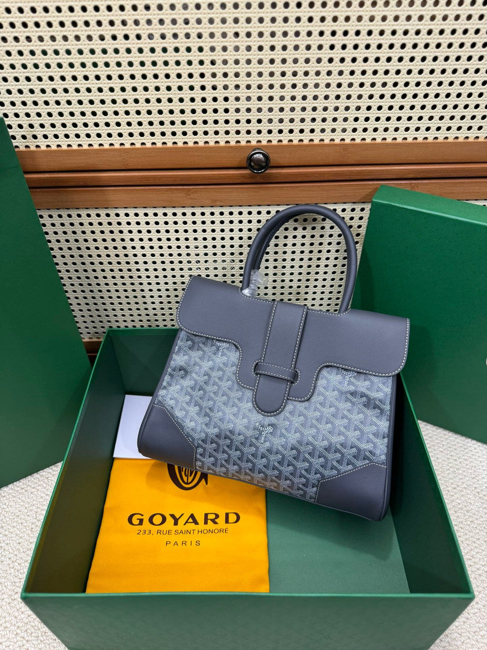 Goyard Saigon Tote Grey Goyardine Canvas Palladium Hardware Goyard