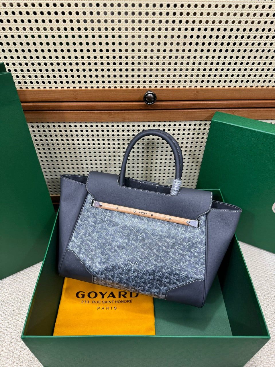 Goyard Saigon Tote Grey Goyardine Canvas Palladium Hardware Goyard