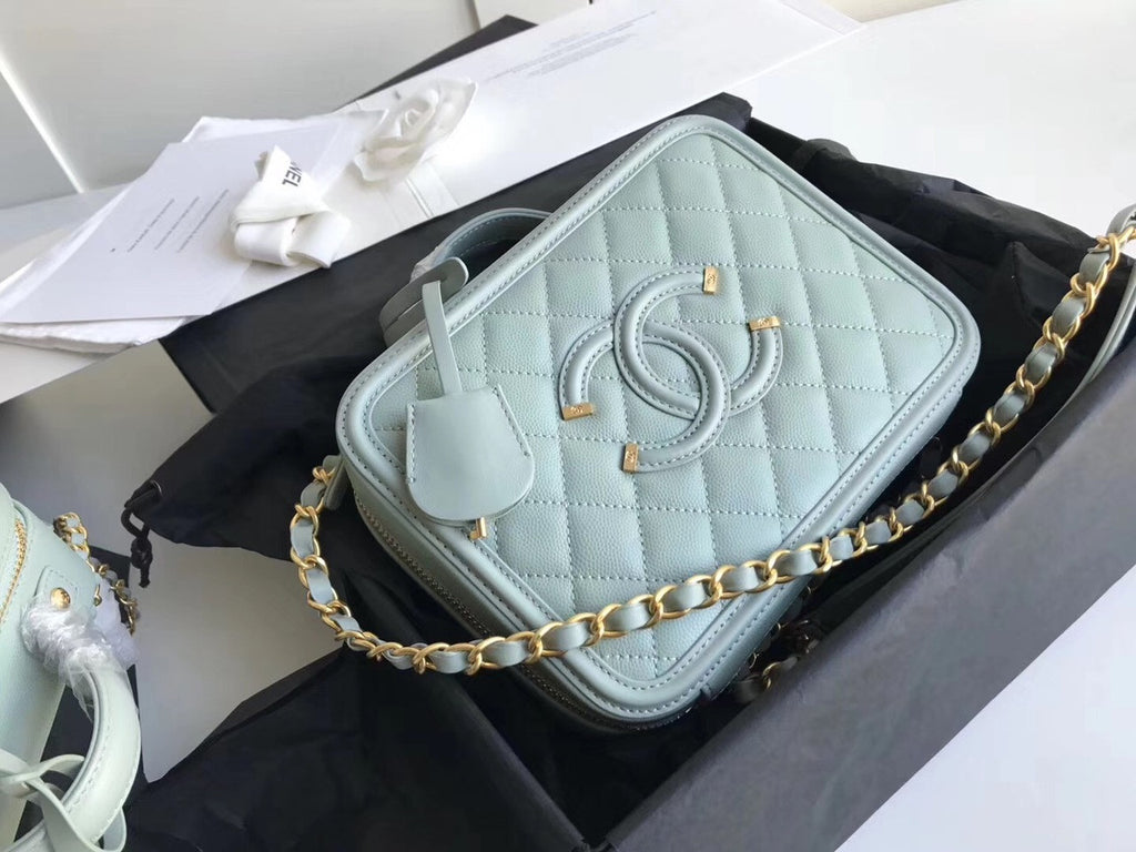 CHANEL Medium Vanity Case Grained Calfskin Mint