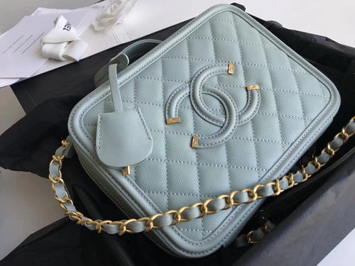 CHANEL Medium Vanity Case Grained Calfskin Mint