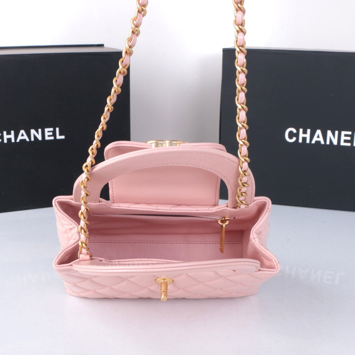 CHANEL MINI SHOPPING BAG SS2024 CORAL PINK