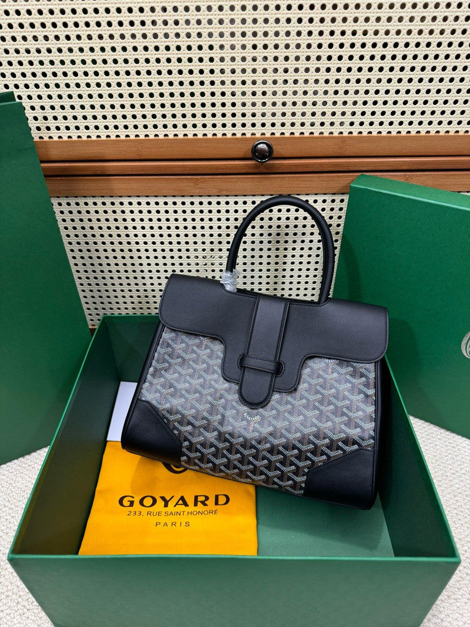 Goyard Saigon Tote Black Goyardine Canvas Palladium Hardware Goyard