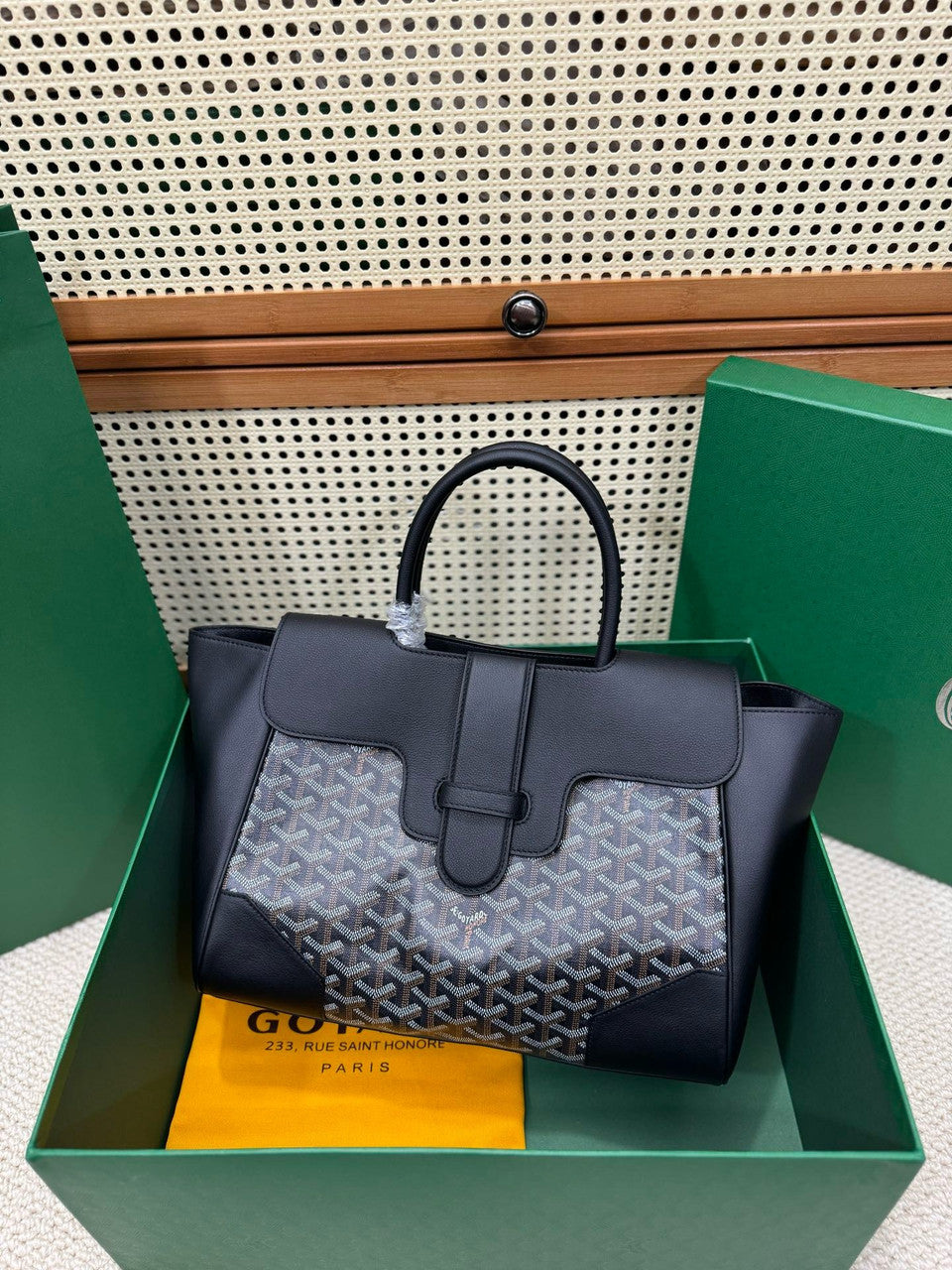 Goyard Saigon Tote Black Goyardine Canvas Palladium Hardware Goyard