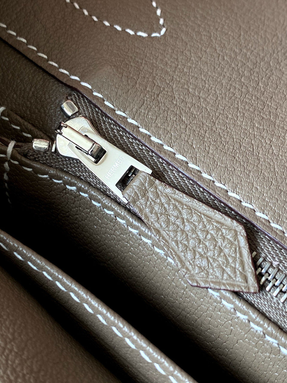 HERMES Special Order BIRKIN 30 Bag Etoupe/ Black Chevre Palladium hardware