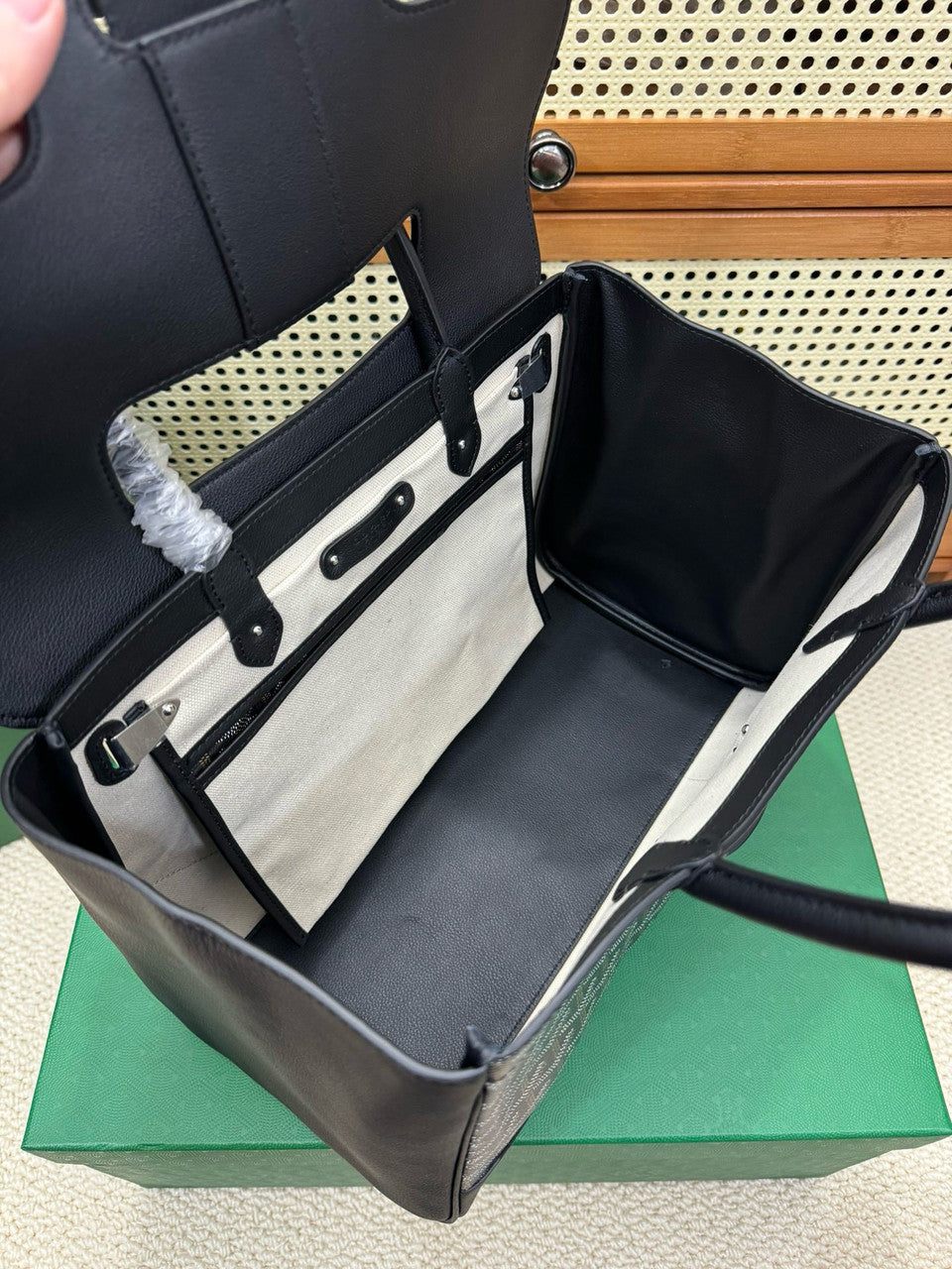 Goyard Saigon Tote Black Goyardine Canvas Palladium Hardware Goyard