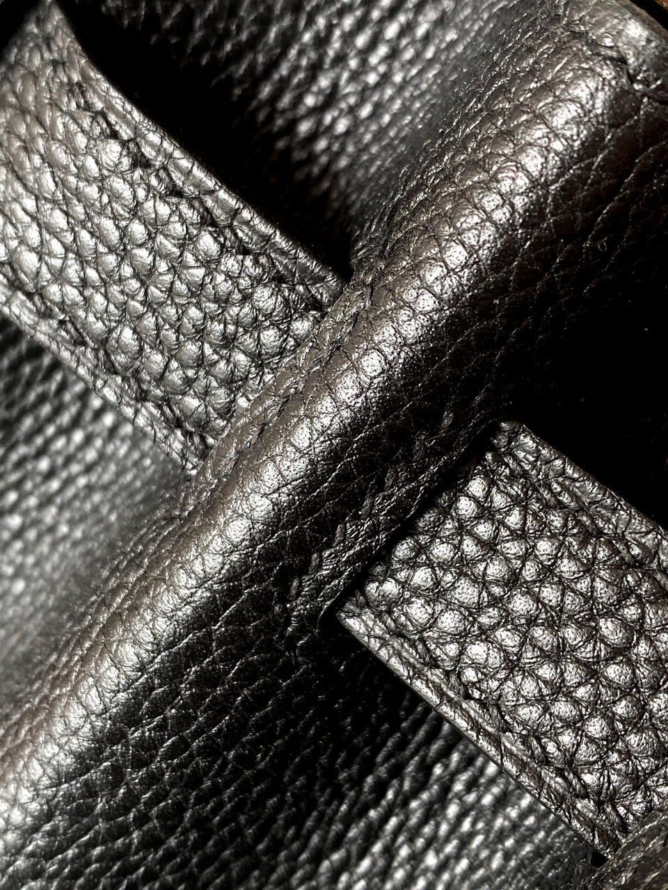 HERMES Special Order BIRKIN 30 Bag Etoupe/ Black Chevre Palladium hardware