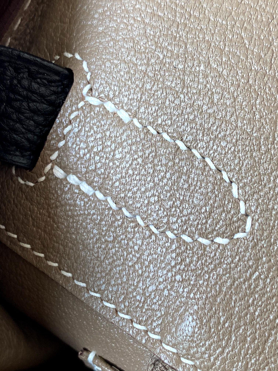 HERMES Special Order BIRKIN 30 Bag Etoupe/ Black Chevre Palladium hardware