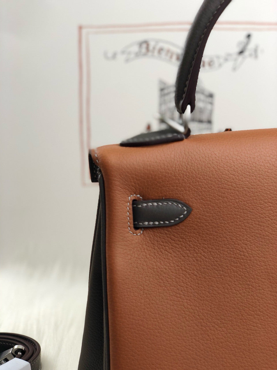 HERMÈS HSS Special Order Kelly 25 handbag in Gold and Etan Evercolor leather with Brushed Palladium hardware