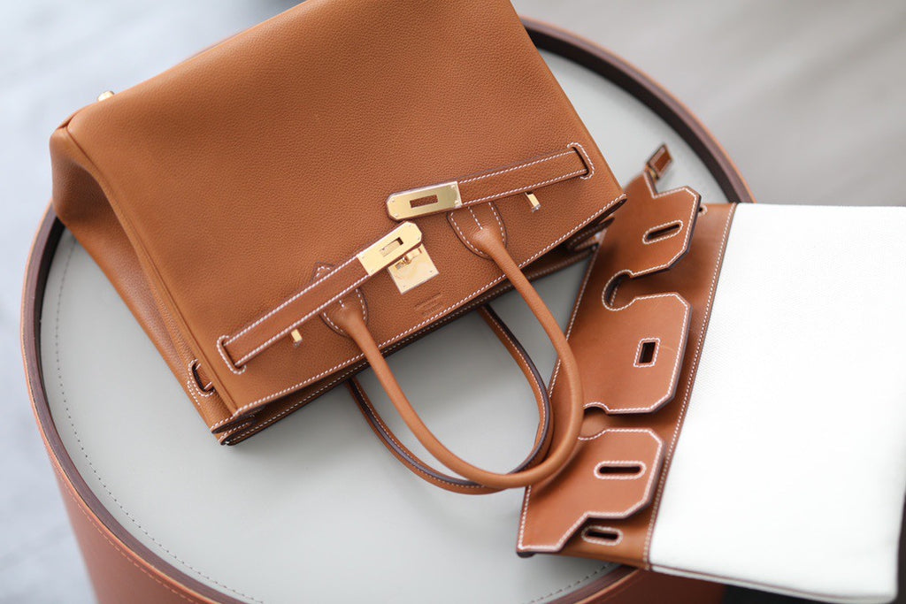 Hermès 3 En 1 Birkin 30 Gold Barenia Faubourg and Toile with Gold Hardware