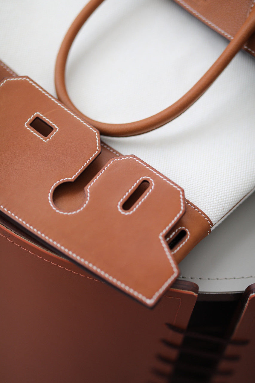 Hermès 3 En 1 Birkin 30 Gold Barenia Faubourg and Toile with Gold Hardware