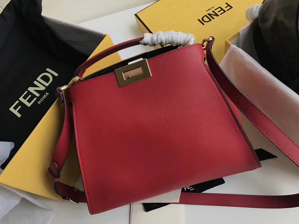 Fendi PEEKABOO X-LITE REGULAR Red leather bag