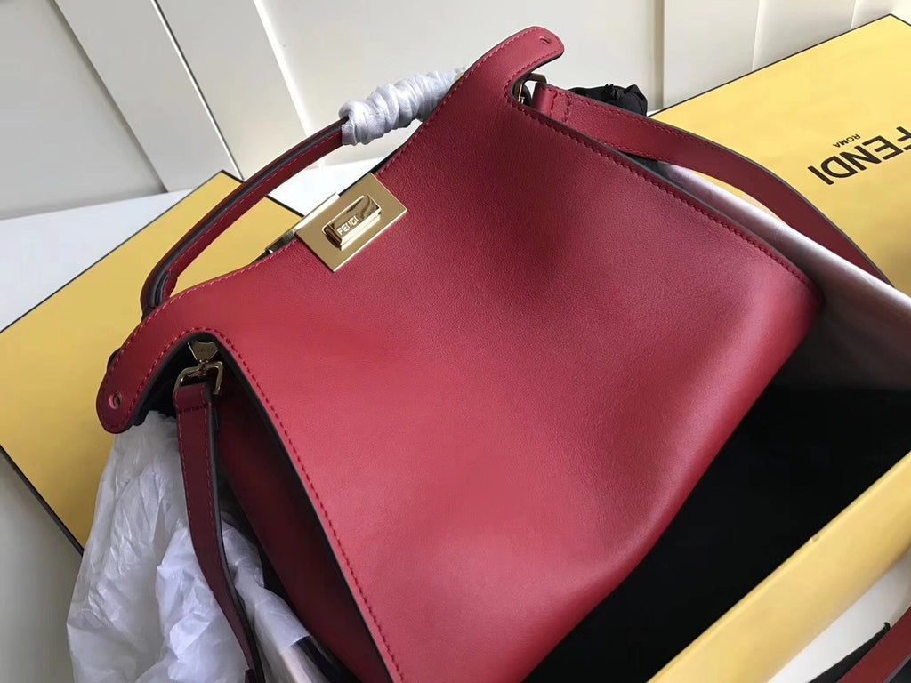 Fendi PEEKABOO X-LITE REGULAR Red leather bag