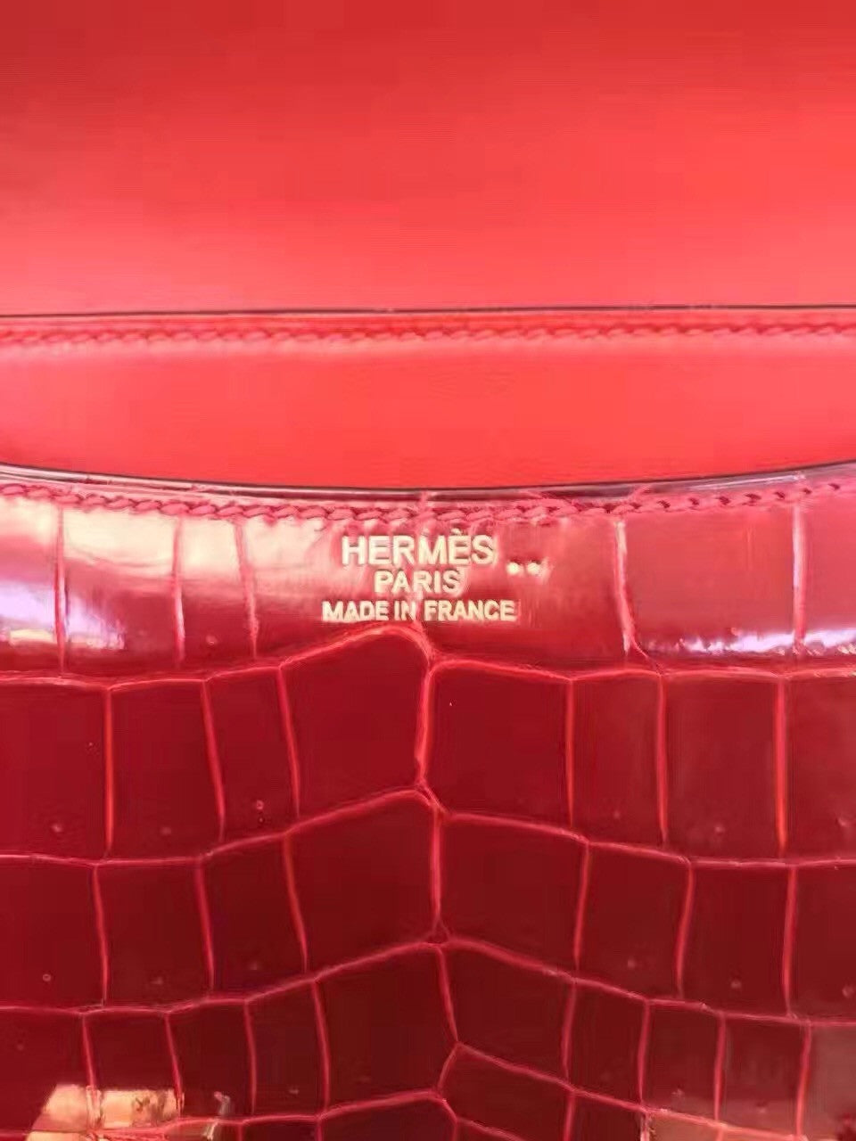 Hermes Red Constance 23 Crocodile Niloticus