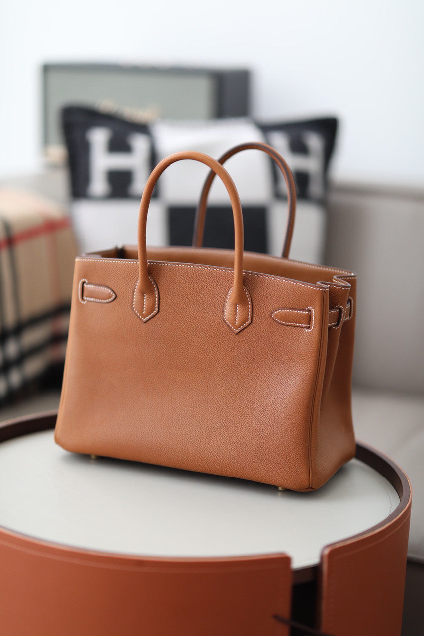 Hermès 3 En 1 Birkin 30 Gold Barenia Faubourg and Toile with Gold Hardware