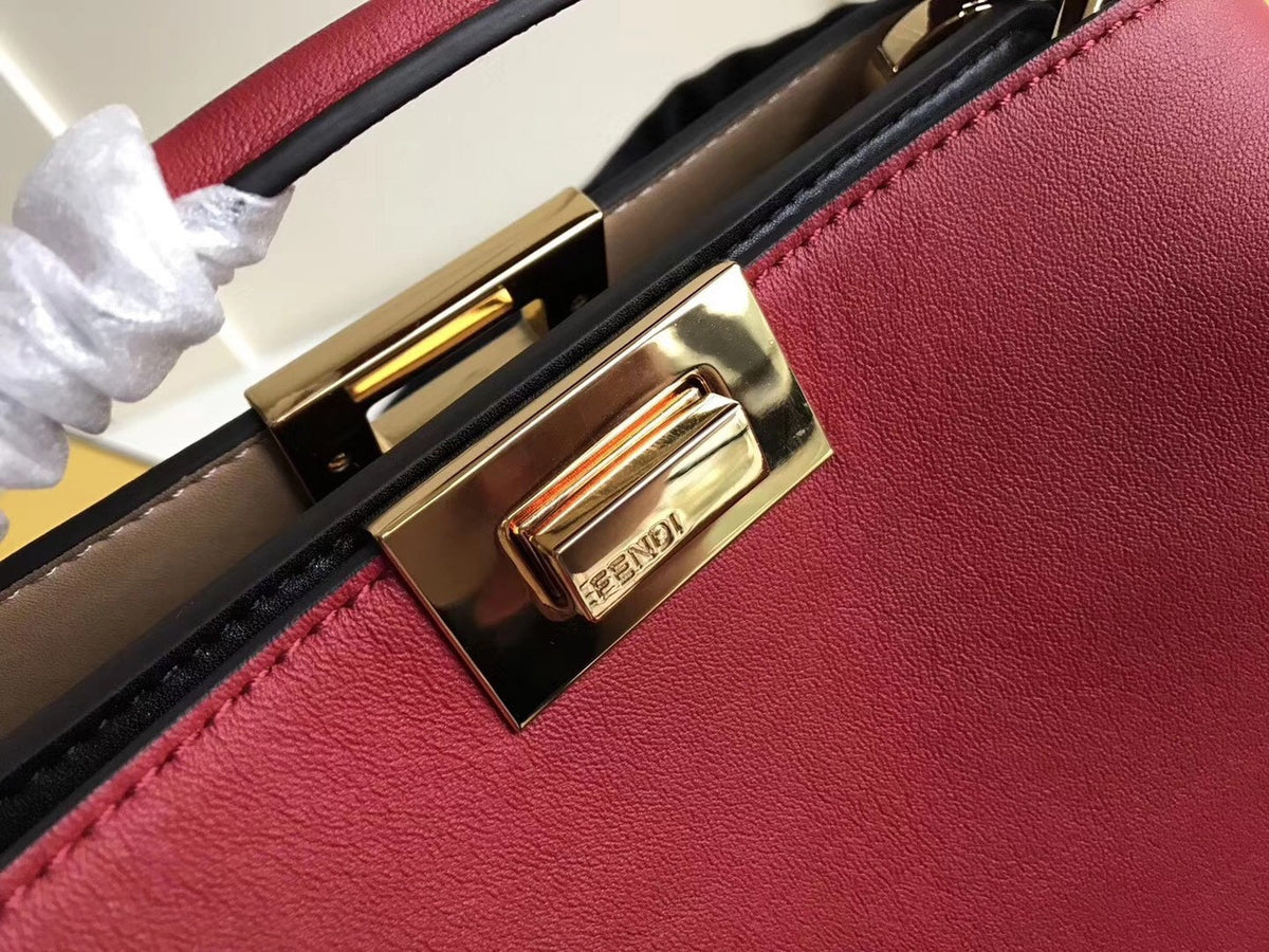 Fendi PEEKABOO X-LITE REGULAR Red leather bag