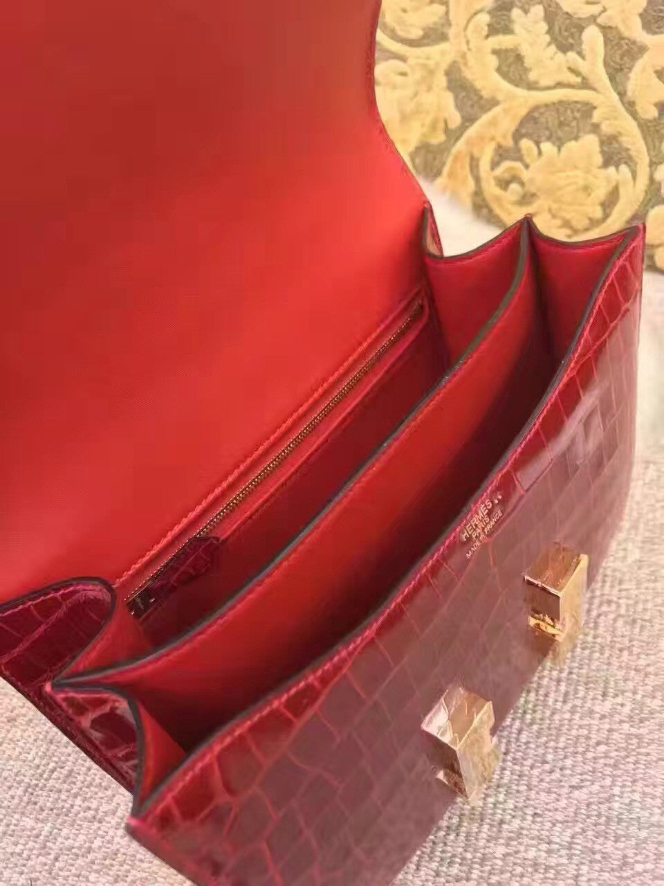 Hermes Red Constance 23 Crocodile Niloticus