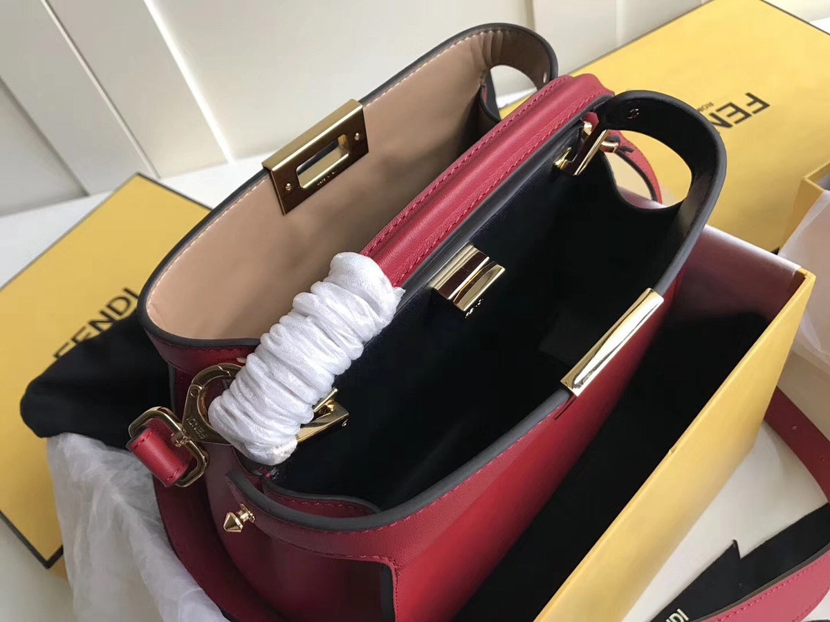 Fendi PEEKABOO X-LITE REGULAR Red leather bag
