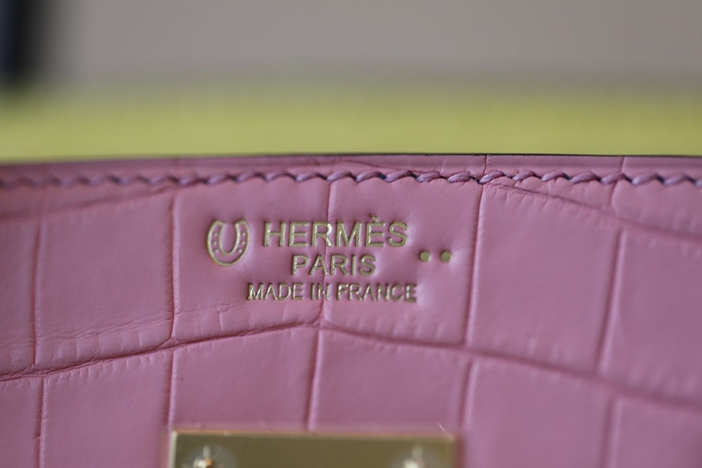 Hermes Special Order Tri Colour Rose Sakura/Jaune Poussin/Blue Lin  Birkin 30 in Niloticus Crocodile with Gold hardware