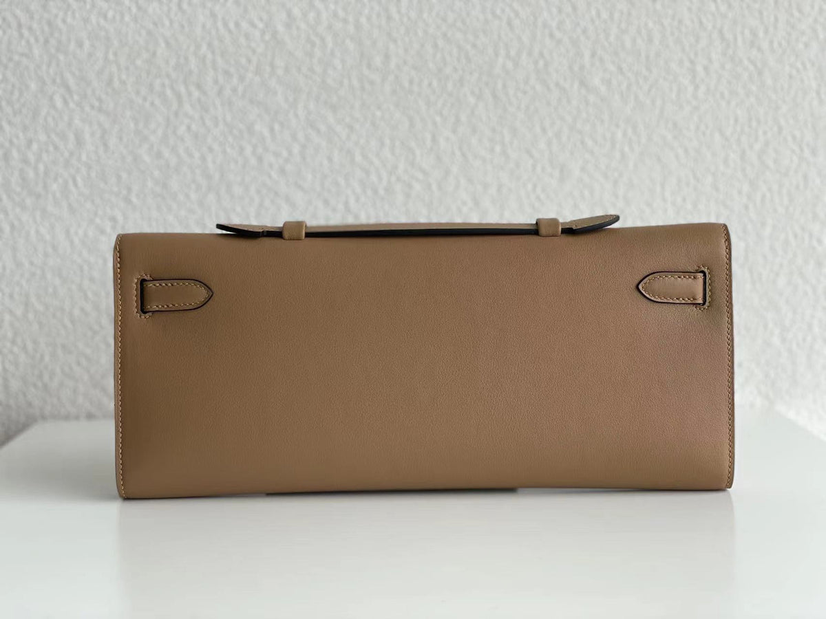 Hermes Kelly 31cm Cut Pochette  gold Swift PHW