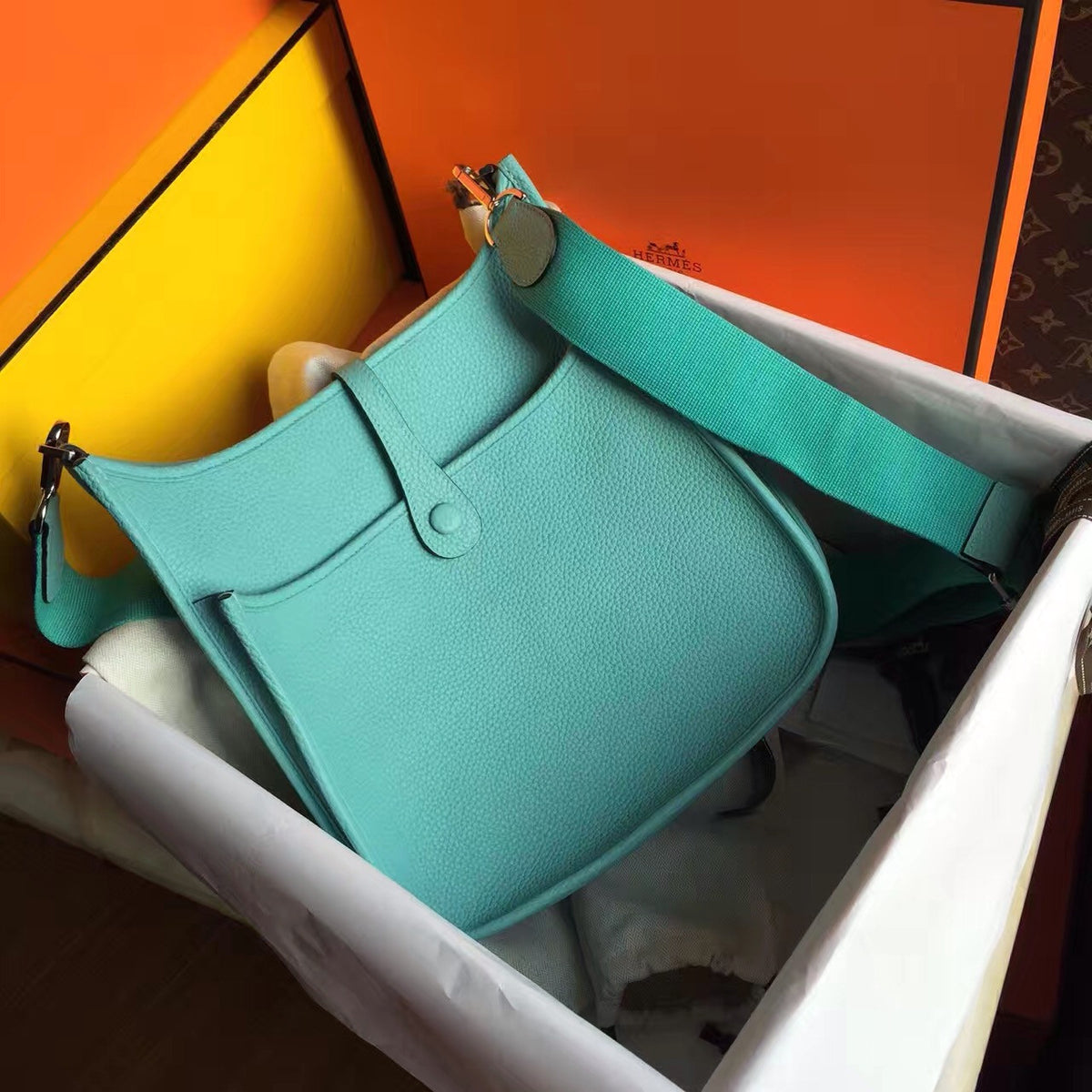 Hermes Blue Atoll Evelyne 33 bag