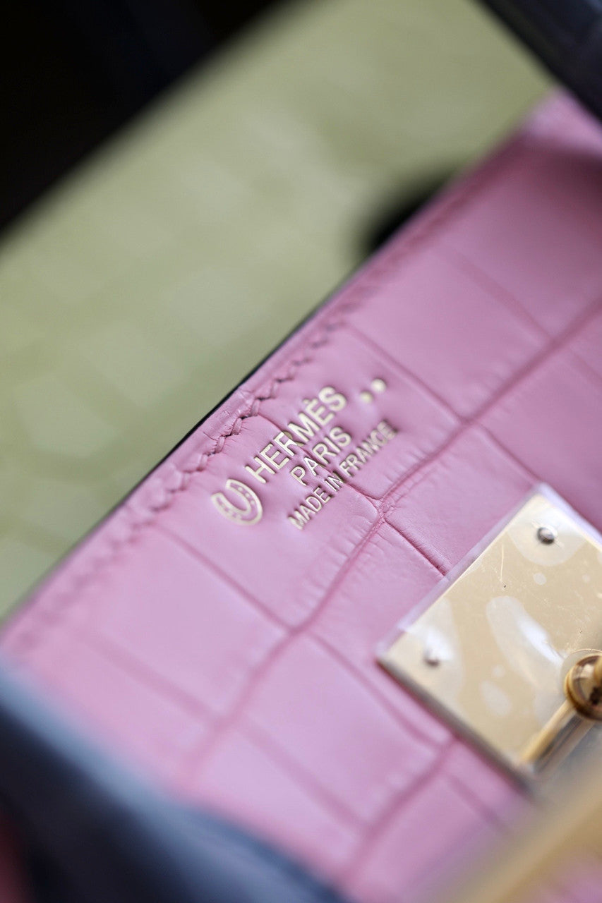 Hermes Special Order Tri Colour Rose Sakura/Jaune Poussin/Blue Lin  Birkin 30 in Niloticus Crocodile with Gold hardware