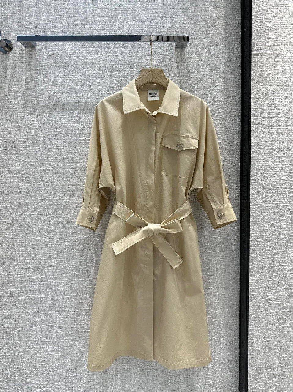 Hermes Belted dress SS2023 Beige Palomino