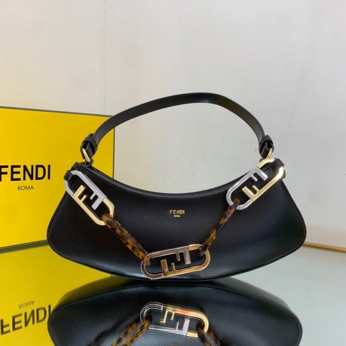 Fendi O'Lock Swing Camellia leather pouch