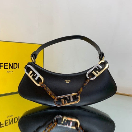 Fendi O'Lock Swing Camellia leather pouch