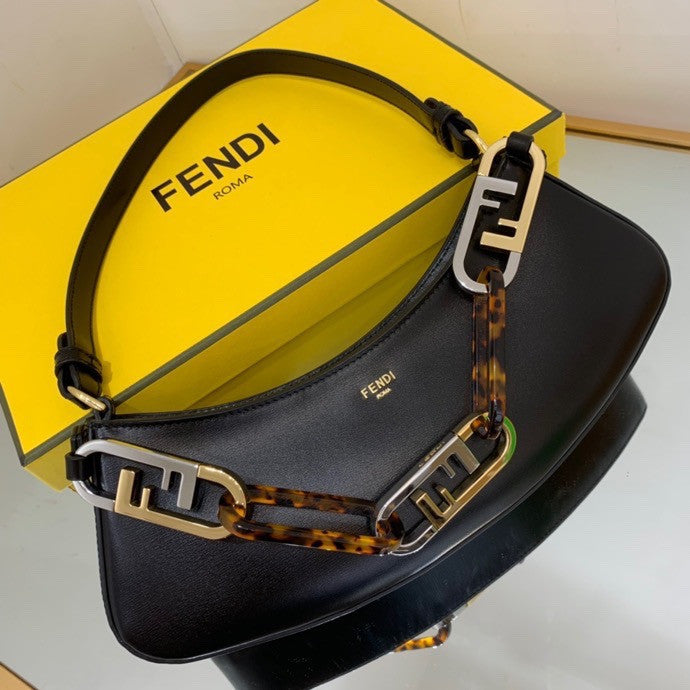 Fendi O'Lock Swing Camellia leather pouch