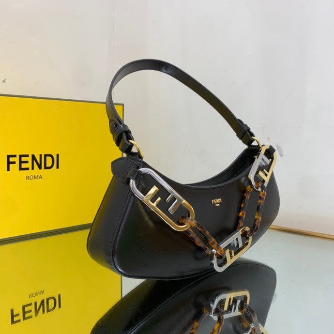 Fendi O'Lock Swing Camellia leather pouch