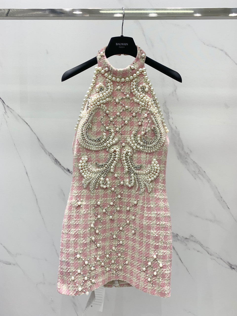 Balmain Short tweed dress with embroidery