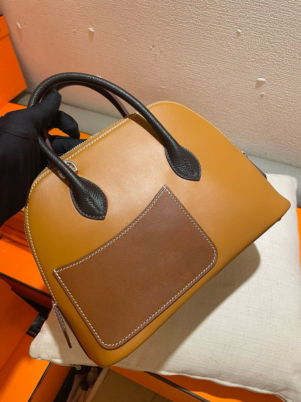 Hermès Gold Togo Bolide 1923 Desordre 25 Palladium Hardware