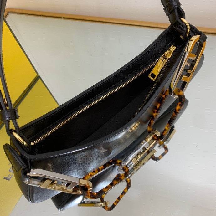 Fendi O'Lock Swing Camellia leather pouch