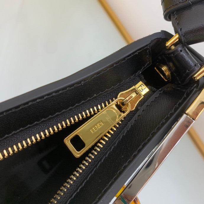 Fendi O'Lock Swing Camellia leather pouch