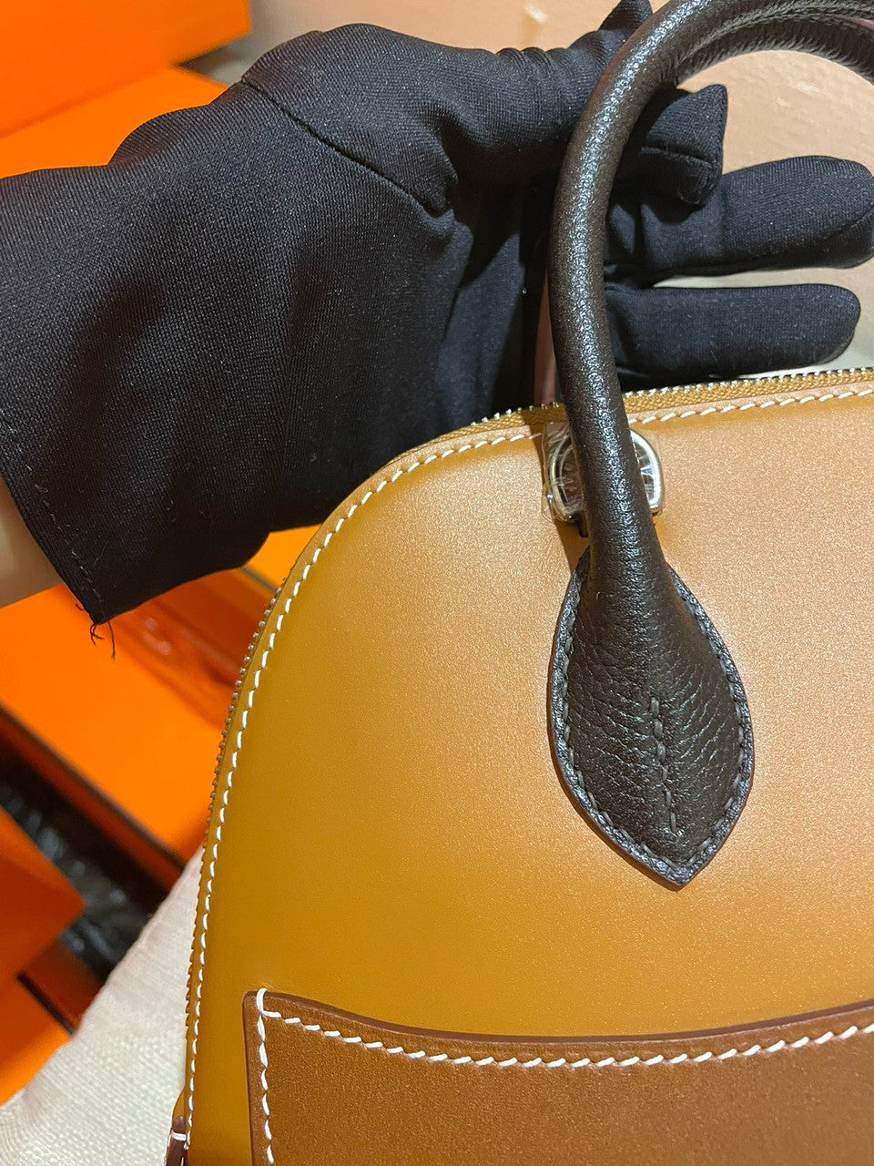 Hermès Gold Togo Bolide 1923 Desordre 25 Palladium Hardware
