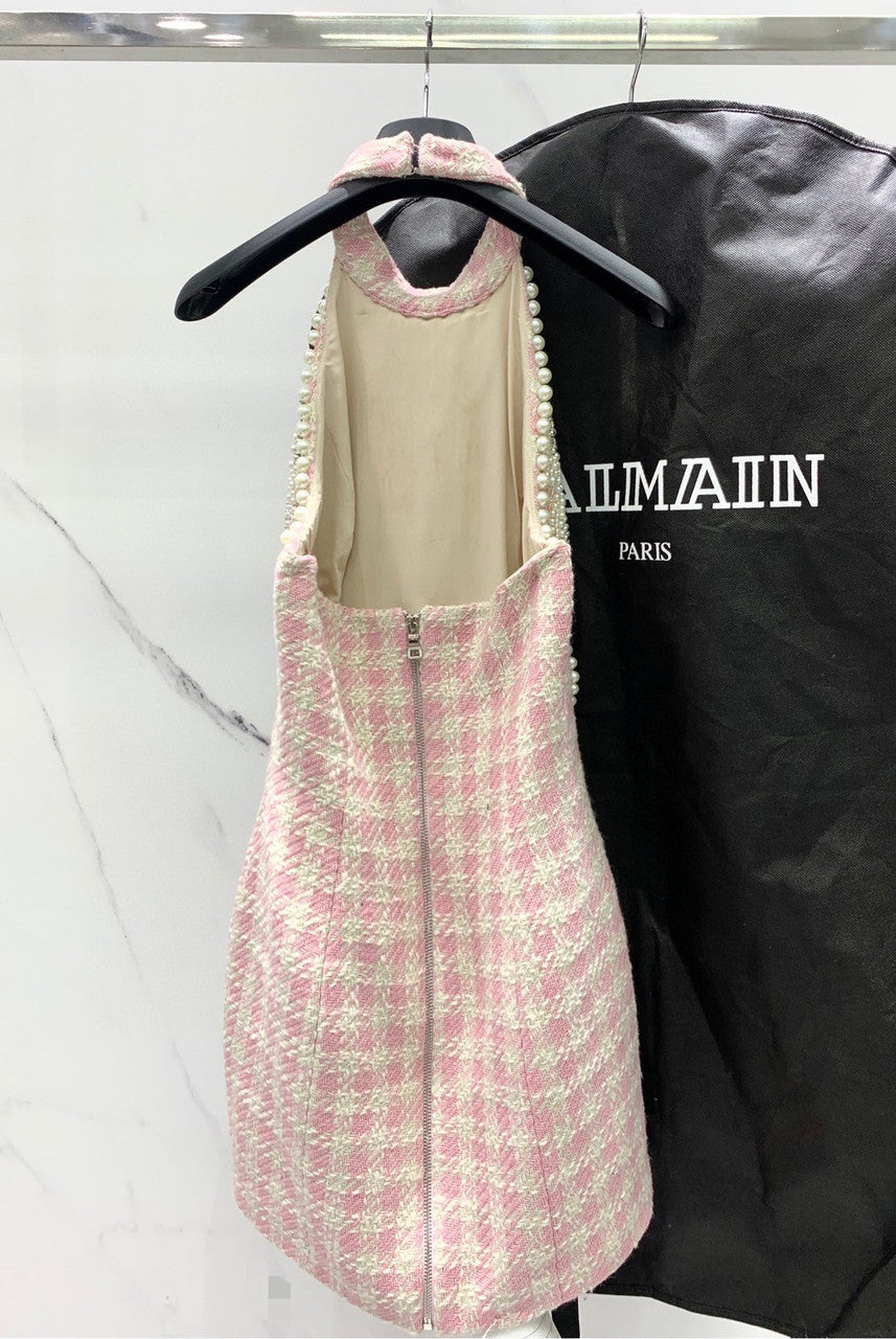 Balmain Short tweed dress with embroidery