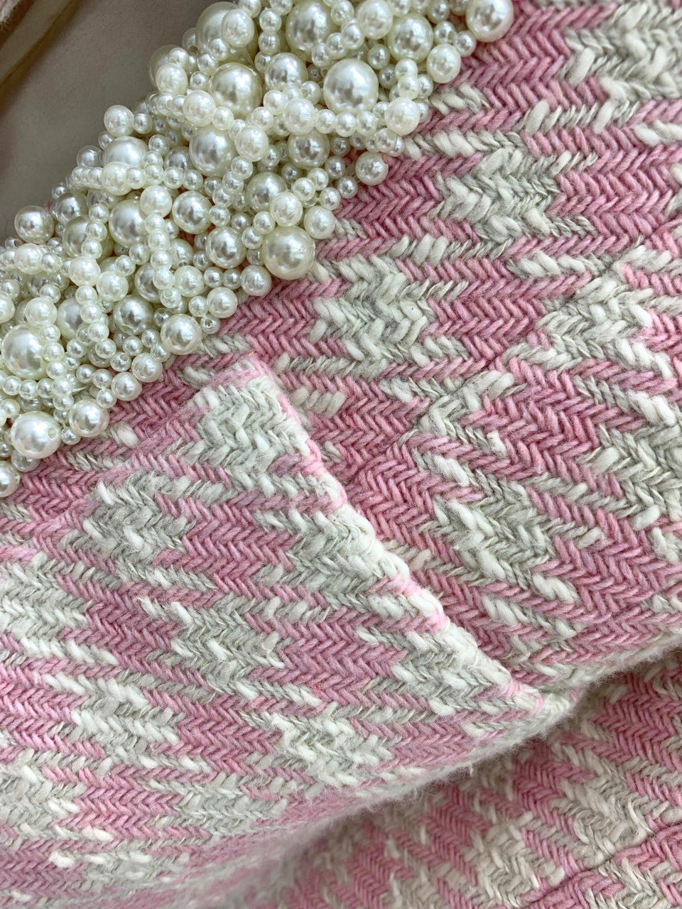 Balmain Tweed spencer jacket with embroidery Pink
