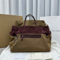 THE ROW Leather-Trim Margaux 17 Inside-Out Top-Handle Bag Brown