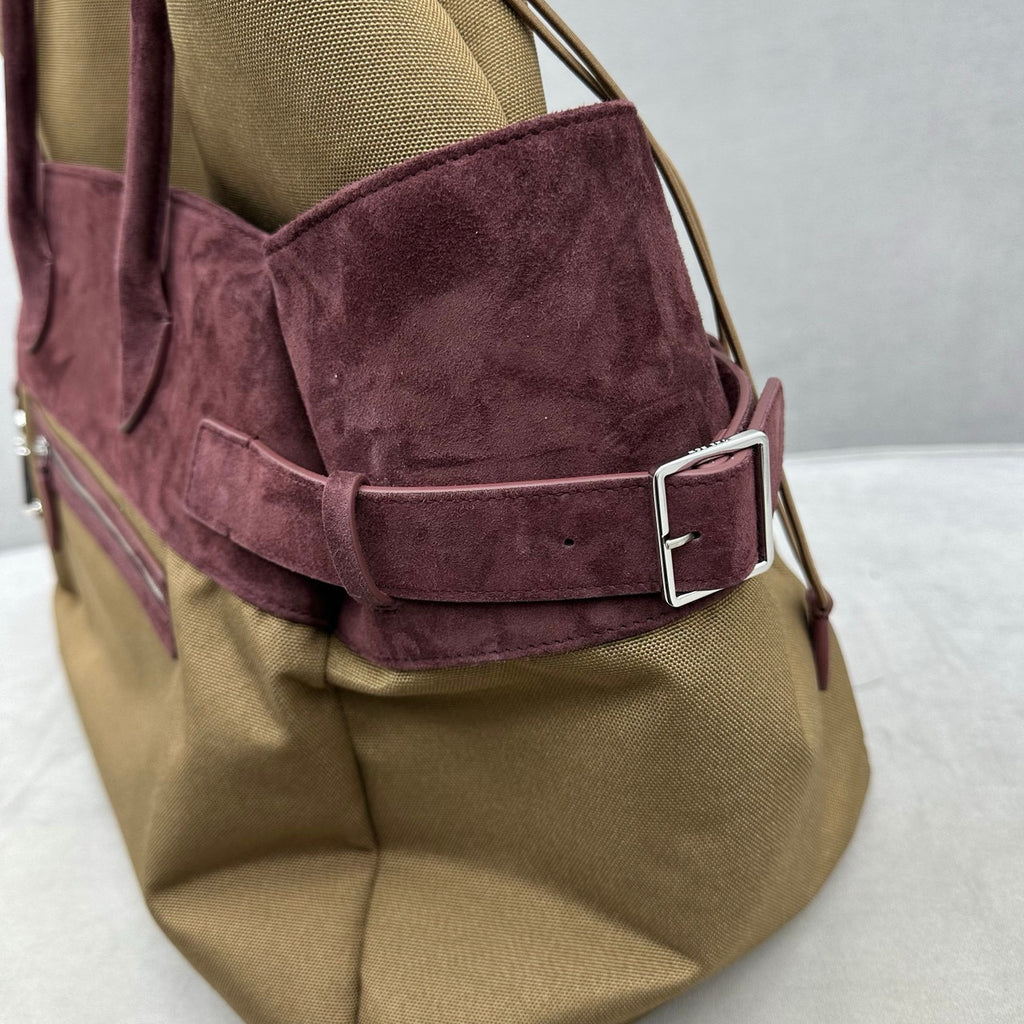 THE ROW Leather-Trim Margaux 17 Inside-Out Top-Handle Bag Brown