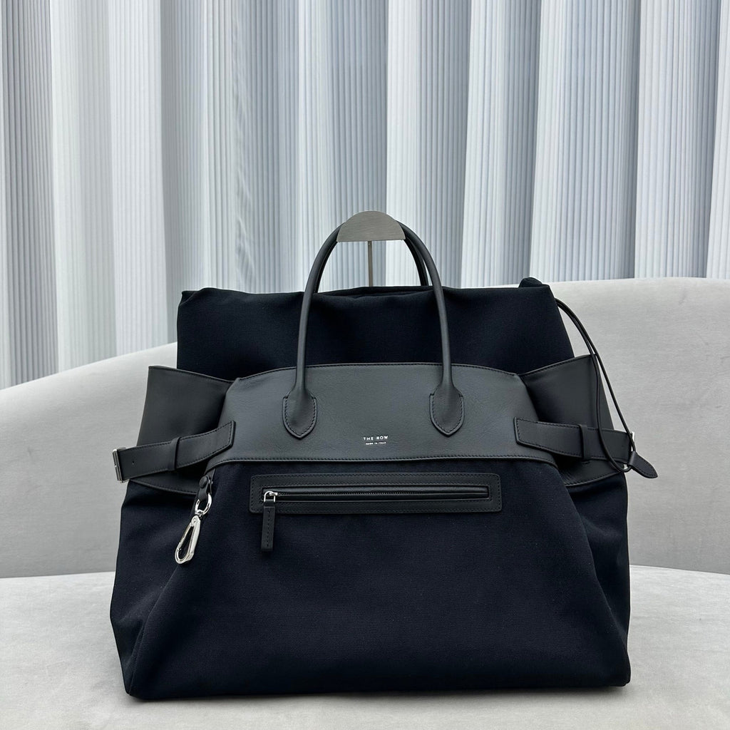 THE ROW Leather-Trim Margaux 17 Inside-Out Top-Handle Bag Black