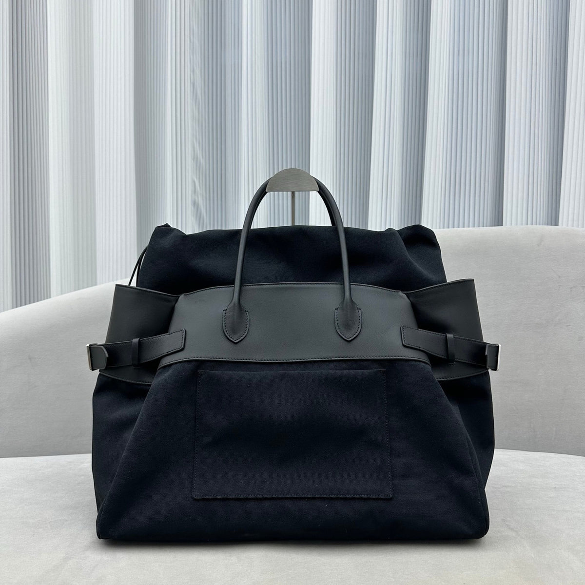 THE ROW Leather-Trim Margaux 17 Inside-Out Top-Handle Bag Black