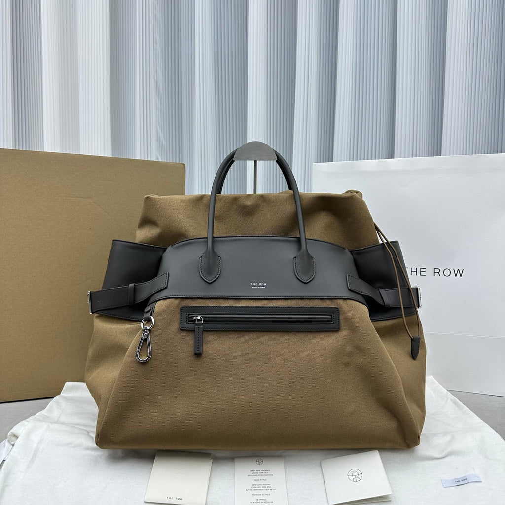 THE ROW Leather-Trim Margaux 17 Inside-Out Top-Handle Bag