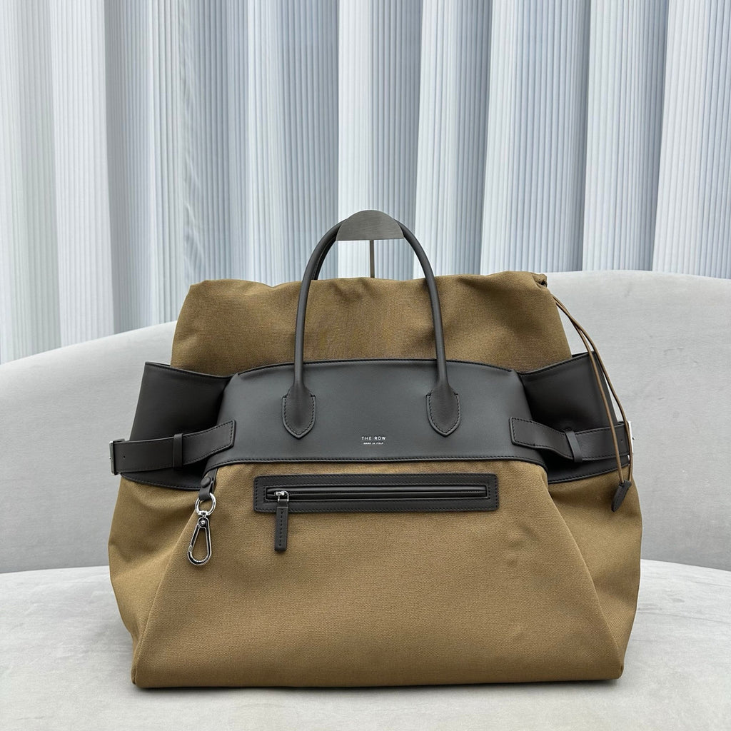 THE ROW Leather-Trim Margaux 17 Inside-Out Top-Handle Bag